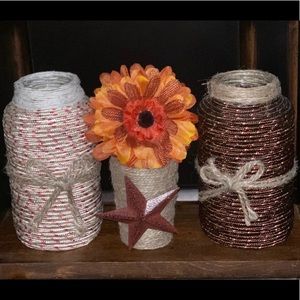 Wrapped Decorative Glass Jars